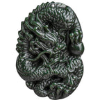 Fortune Jewel Hetian Cyan Jade Dragon Success Harmony Necklace Beaded String Pendant Fortune Jewel