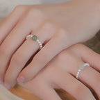 Fortune Jewel Round Jade Pearl Beads Luck Ring