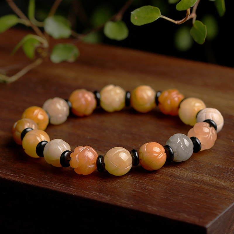 Fortune Jewel Golden Silk Jade Lotus Wealth Luck Bracelet