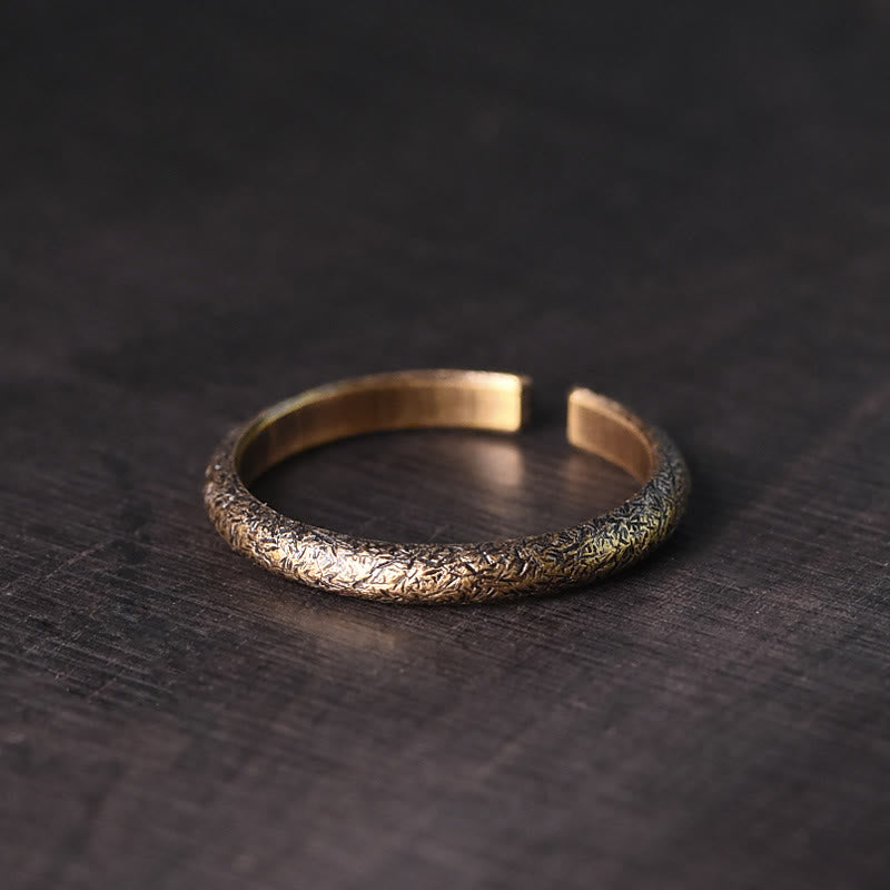 Buddha Stones Tibetan Vintage Texture Design Copper Luck Couple Ring