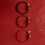 Fortune Jewel Handmade Cinnabar Peace Buckle Safe and Healthy Charm Blessing String Bracelet Anklet