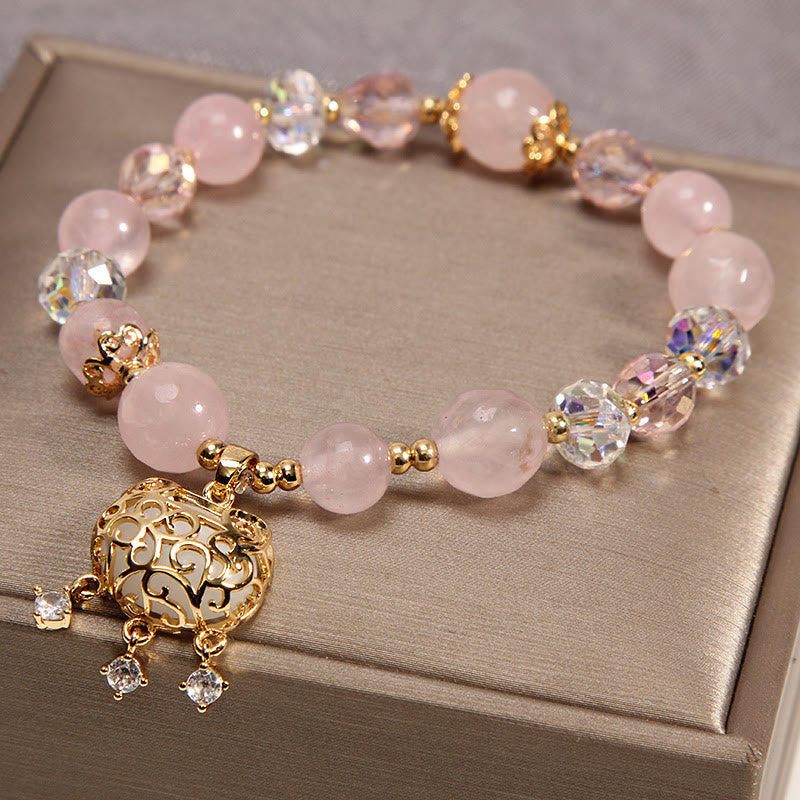 Fortune Jewel Natural Pink Crystal Soothing Protection Bracelet