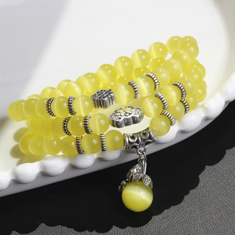 Fortune Jewel Cat Eye PiXiu Support Triple Wrap Bracelet
