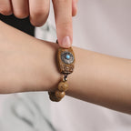 Fortune Jewel Green Sandalwood Ebony Wood Sandalwood Om Mani Padme Hum Soothing Bracelet