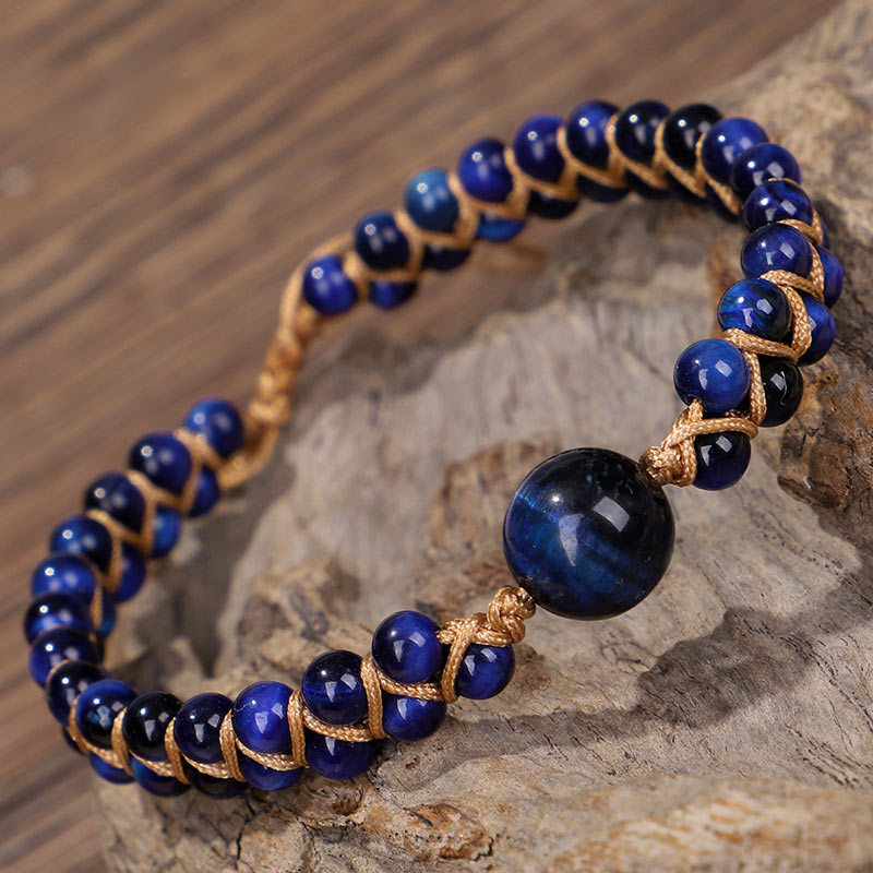 Fortune Jewel Divine Blue Tiger Eye Stone Protection Bracelet