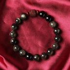 Fortune Jewel Natural Gold Sheen Obsidian Rainbow Obsidian Om Mani Padme Hum Fu Character Healing Bracelet