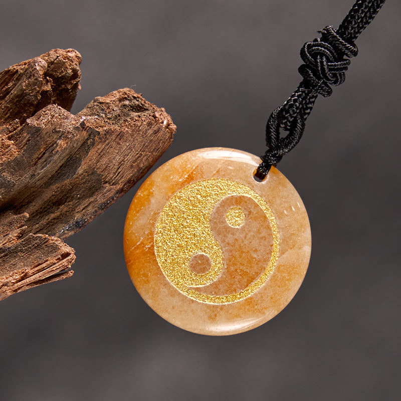 Fortune Jewel Various Crystal Amethyst Tiger Eye Green Aventurine Yin Yang Spiritual Necklace Pendant