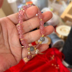 Fortune Jewel Natural Strawberry Quartz Zircon Flower Positive Charm Bracelet