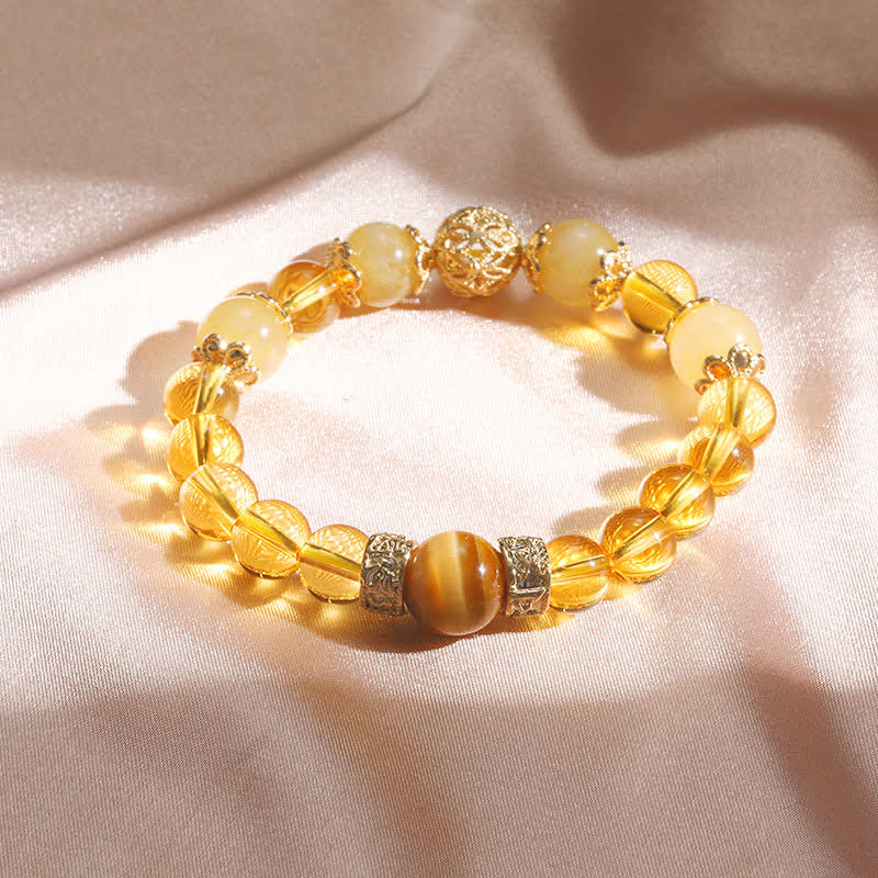 Fortune Jewel Citrine Generosity Prosperity Beaded Bracelet