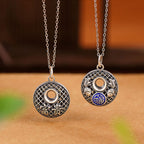 Fortune Jewel 999 Sterling Silver Koi Fish Fu Character Lotus Peace Buckle Wealth Necklace Pendant Fortune Jewel