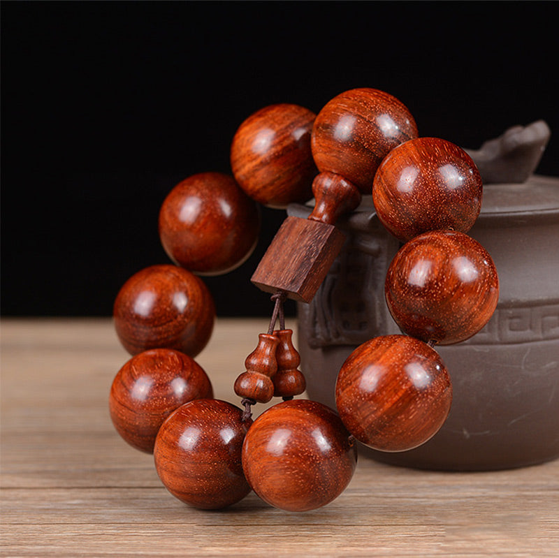 Fortune Jewel Tibetan Small Leaf Red Sandalwood Relaxation Bracelet