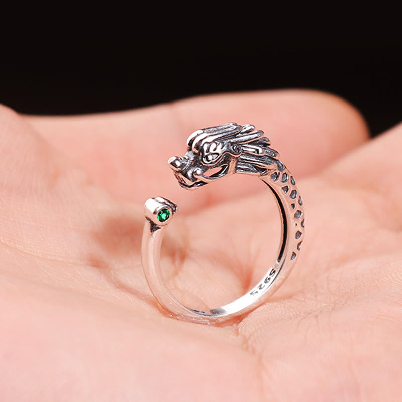 Fortune Jewel Vintage Dragon Design Success Strength Adjustable Ring
