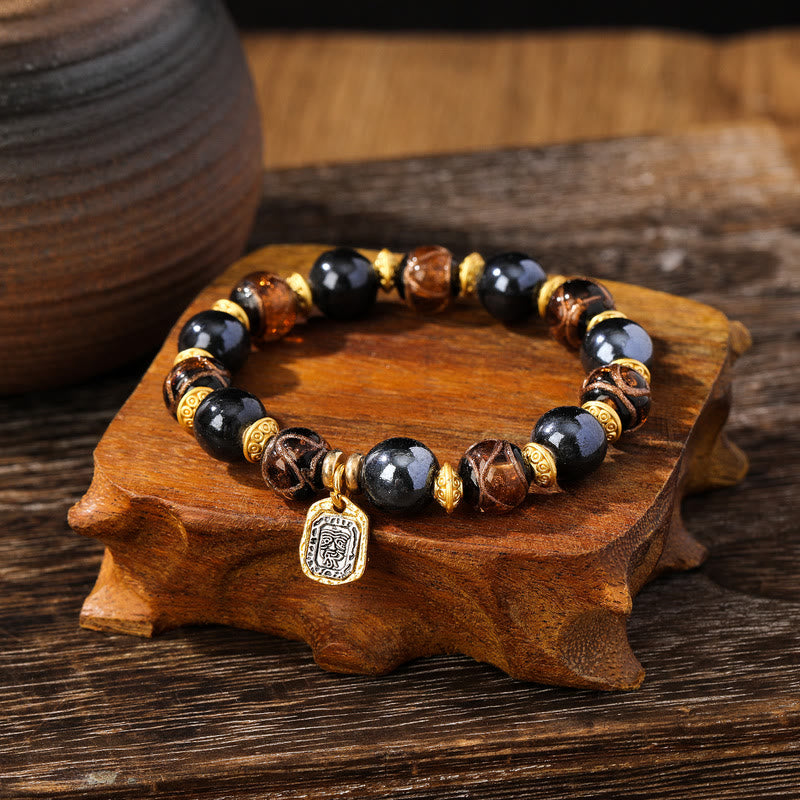 Fortune Jewel Tibetan Zakiram Goddess of Wealth Liuli Glass Incense Ash Porcelain Bead Luck Bracelet