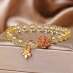 Fortune Jewel Natural Citrine Flower Charm Prosperity Protection Bracelet