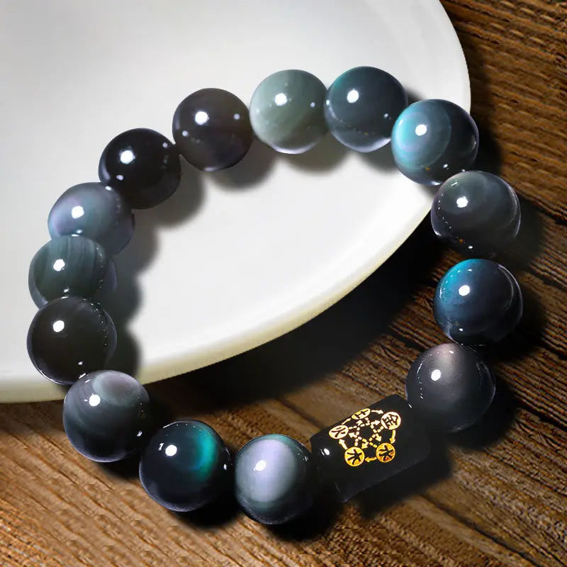 Fortune Jewel "Sending Balance and Protection" Rainbow Obsidian Bracelet Includes Gift Message Card Fortune Jewel