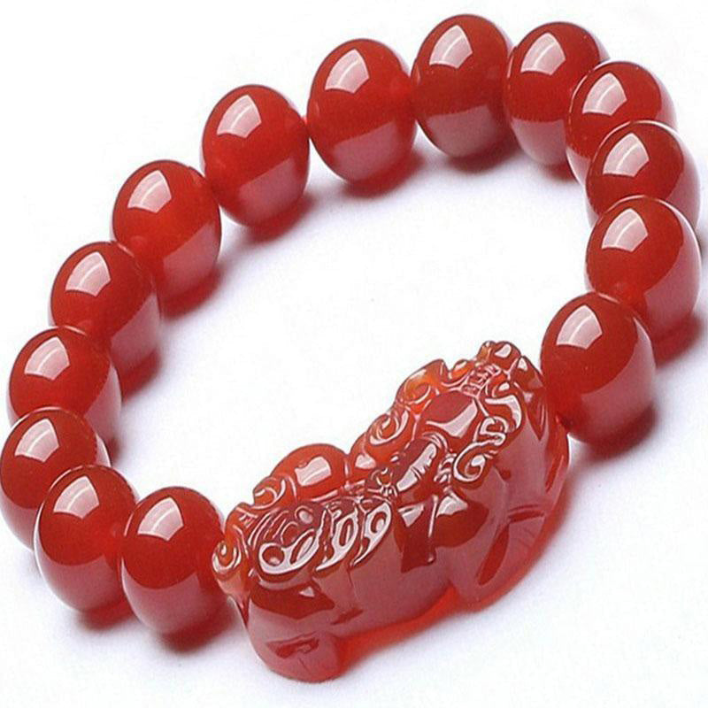 Fortune Jewel Red Agate Lucky Pixiu Wealth Luck Bracelet