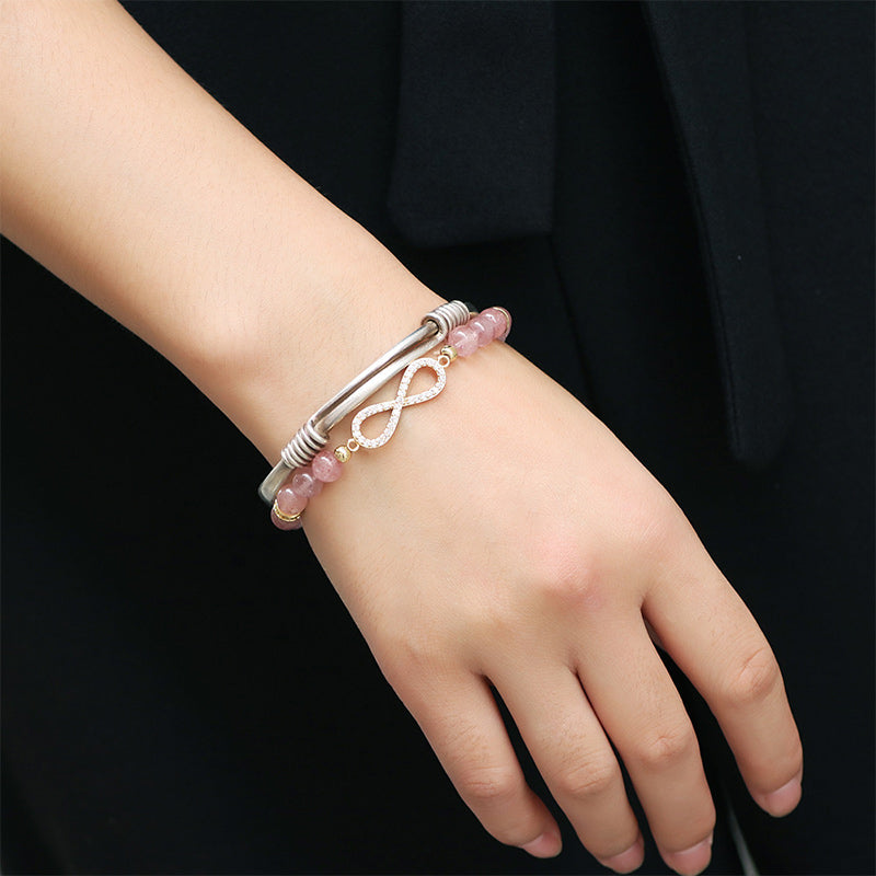Fortune Jewel Natural Strawberry Quartz Positivity Healing Bracelet