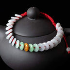 Fortune Jewel Round Jade Lucky Red String Weave Bracelet