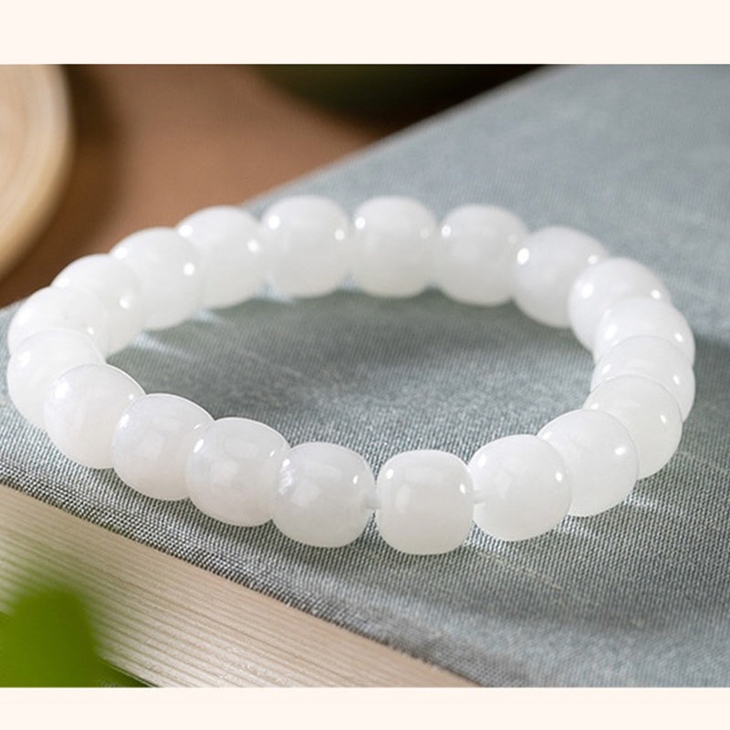 Fortune Jewel Hetian White Jade Happiness Blessing Bracelet