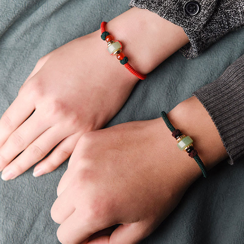 Fortune Jewel Tibetan Green Aventurine Luck Braid String Bracelet