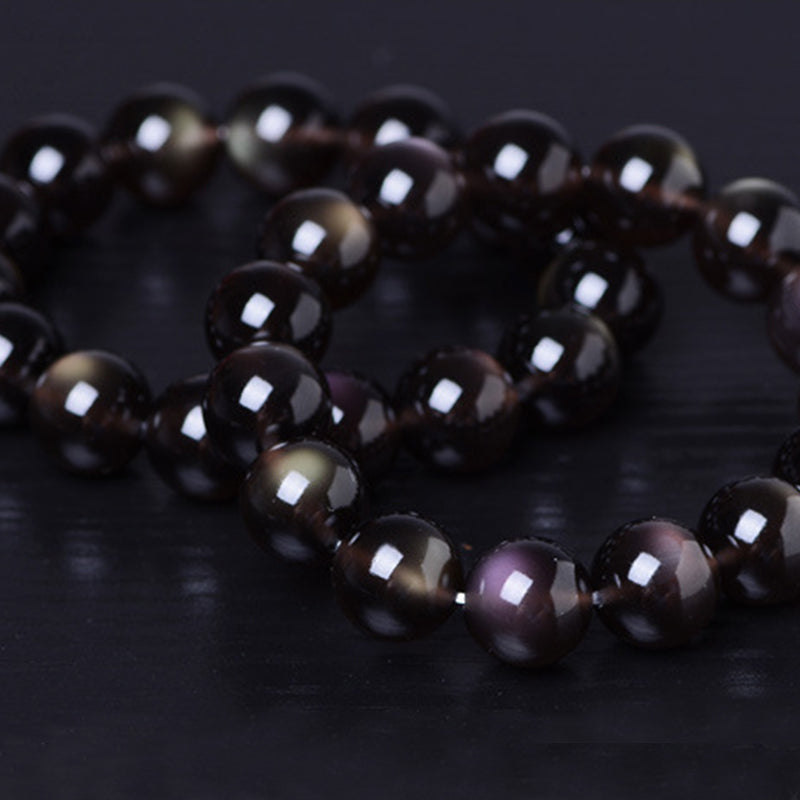 Fortune Jewel Natural Rainbow Obsidian Positive Bracelet