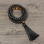 Fortune Jewel Black Onyx Tiger Eye Fortune Bracelet Tassel Necklace Pendant