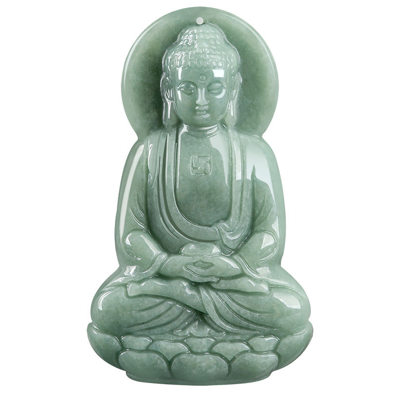 Fortune Jewel Amitabha Buddha Jade Amulet Compassion String Necklace Fortune Jewel