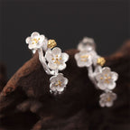 Fortune Jewel 925 Sterling Silver Plum Blossom Floral Blessing Earrings