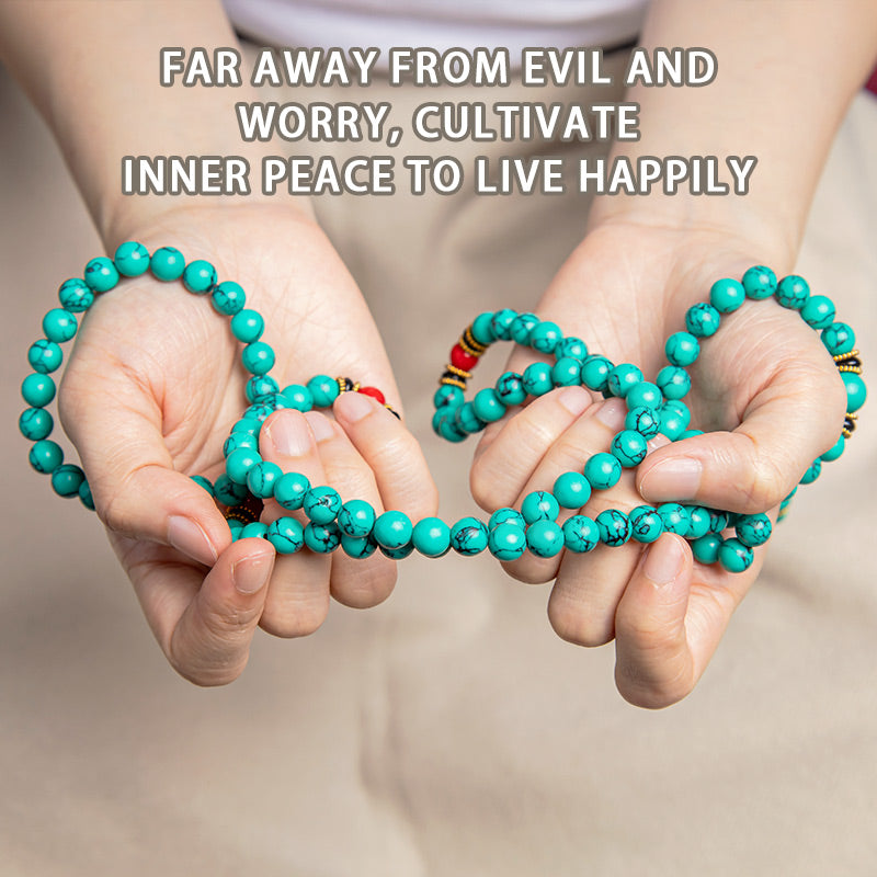 Fortune Jewel Tibetan Turquoise Healing Mala Bracelet