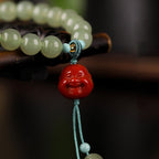 Fortune Jewel Jade Red Agate Amber Laughing Buddha Prosperity Bracelet