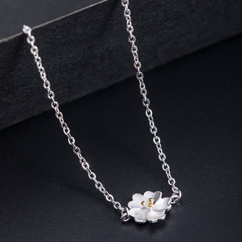 Fortune Jewel 925 Sterling Silver Cherry Blossom Blessing Chain Bracelet