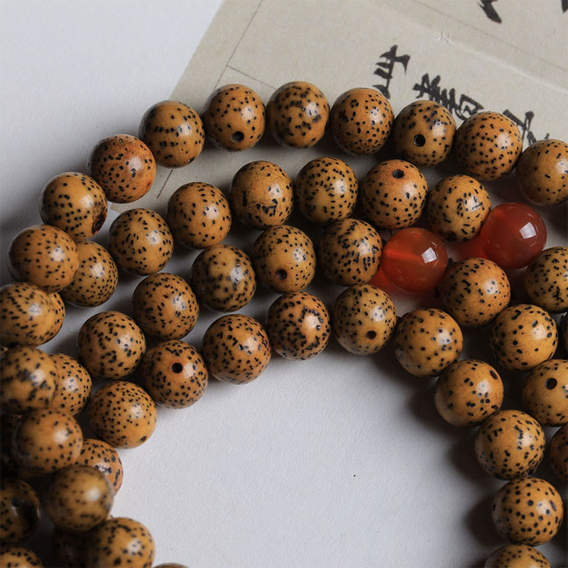 Fortune Jewel 108 Mala Beads Bodhi Seed Red Agate Auspiciousness Bracelet