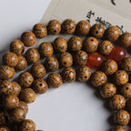 Fortune Jewel 108 Mala Beads Bodhi Seed Red Agate Auspiciousness Bracelet