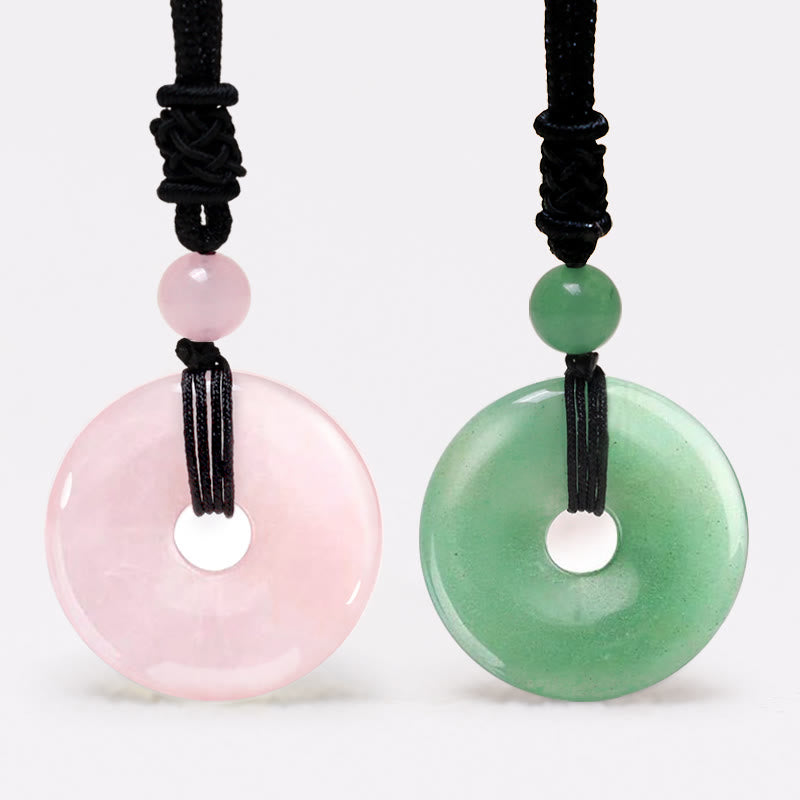 Fortune Jewel Lucky Coin Pendant Healing Crystal Gemstone Necklace