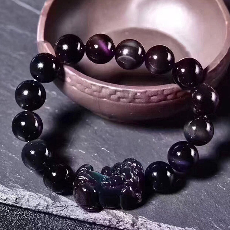 Fortune Jewel FengShui PiXiu Rainbow Obsidian Luck Bracelet