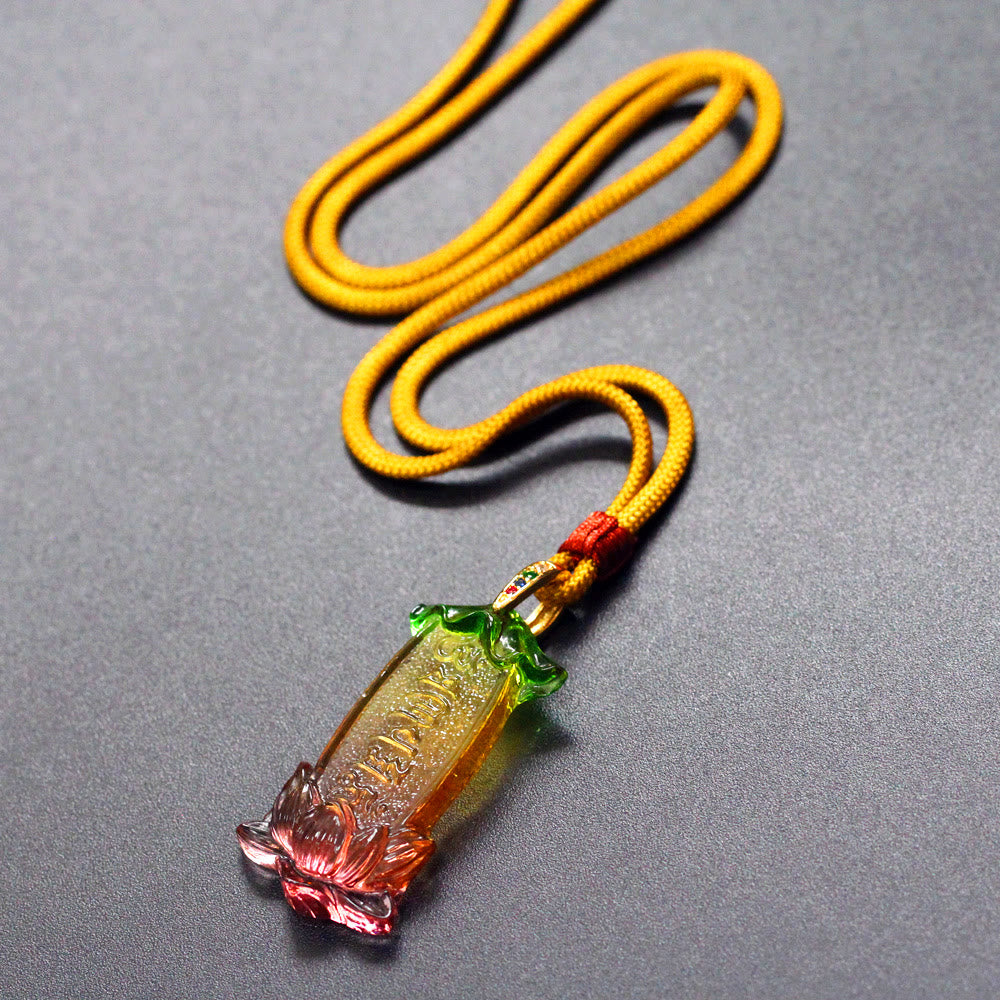 Fortune Jewel Buddha Liuli Lotus Six Character Om Mani Padme Hum Peace Necklace Fortune Jewel