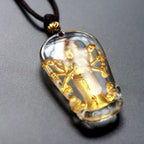 Fortune Jewel Tibetan Eight-armed Avalokitesvara Guanyin Buddha Gold Plated Liuli Crystal Wealth Necklace Pendant Fortune Jewel