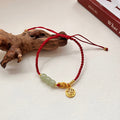 Fortune Jewel Handcrafted Jade Bead Fu Character Charm Luck Red Rope Bracelet