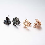 Fortune Jewel Tibetan Lotus Pattern New Beginning Stud Earrings