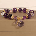 Fortune Jewel Natural Amethyst Crystal Money Bag Charm Positive Bracelet