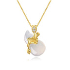 Fortune Jewel Cyan Jade Gourd Lotus Leaf Abundance Pendant Necklace Fortune Jewel