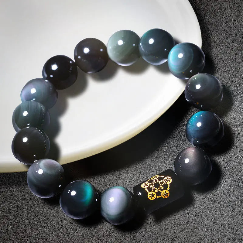 Fortune Jewel "Sending Balance and Protection" Rainbow Obsidian Bracelet Includes Gift Message Card Fortune Jewel