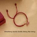 Fortune Jewel Strawberry Quartz Crystal Endless Knot Love Healing Red String Weave Bracelet