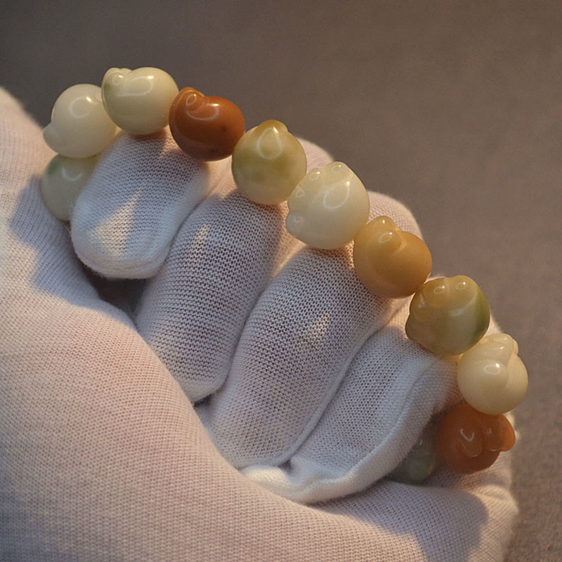 Fortune Jewel Multilayered Bodhi Seed Cute Cat Paw Calm Harmony Bracelet
