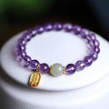 Fortune Jewel Natural Amethyst Crystal Hetian Jade Healing Charm Bracelet