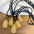 Fortune Jewel Gold Buddha Copper Wealth Necklace Pendant Fortune Jewel