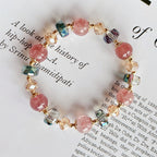 Fortune Jewel Natural Strawberry Quartz Colorful Crystal Positive Bracelet