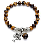 Fortune Jewel Natural Gemstone Tree of Life Lucky Charm Stretch Bracelet