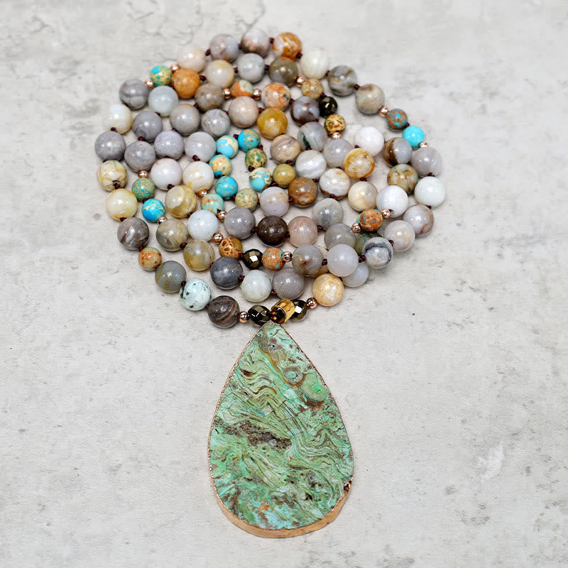 Fortune Jewel Natural Ocean Picasso Jasper Beaded Healing Neckace