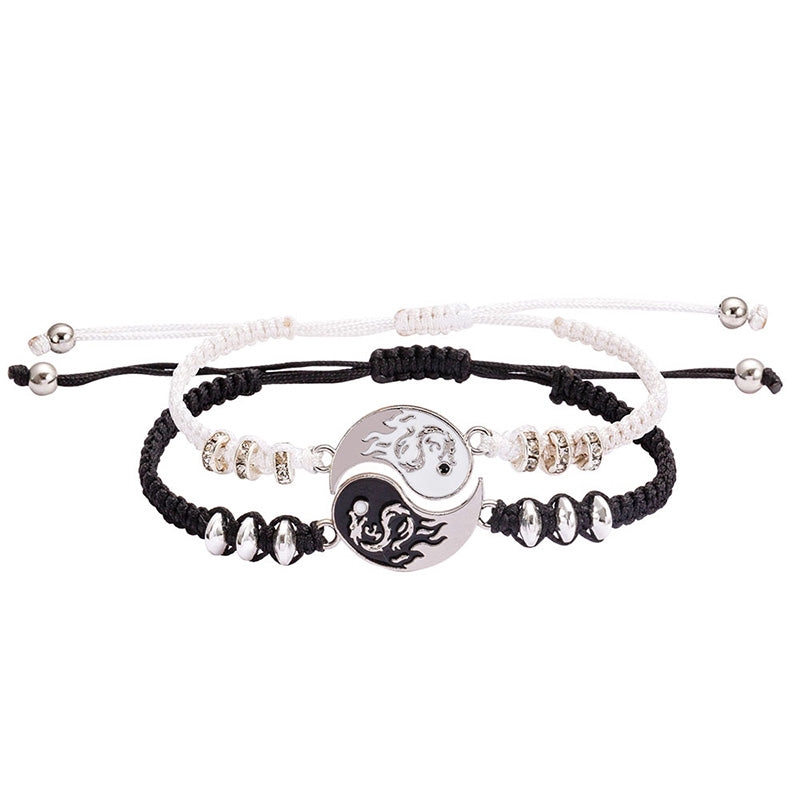 Fortune Jewel 2pcs Yin Yang Dragon Couple Bracelet